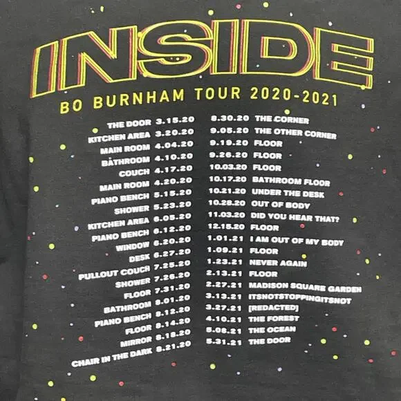 Bo Burnham Mens Large Black Inside Tour 2020-2021 Crewneck Graphic Sweatshirt - Picture 5 of 9